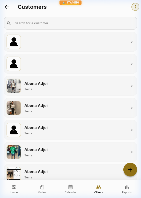 Customer list mobile