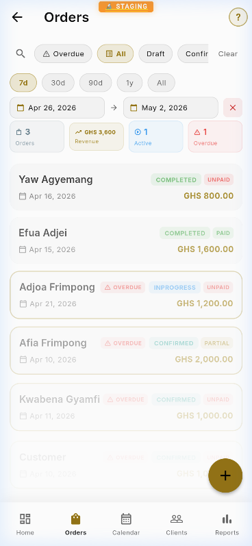 Order list desktop