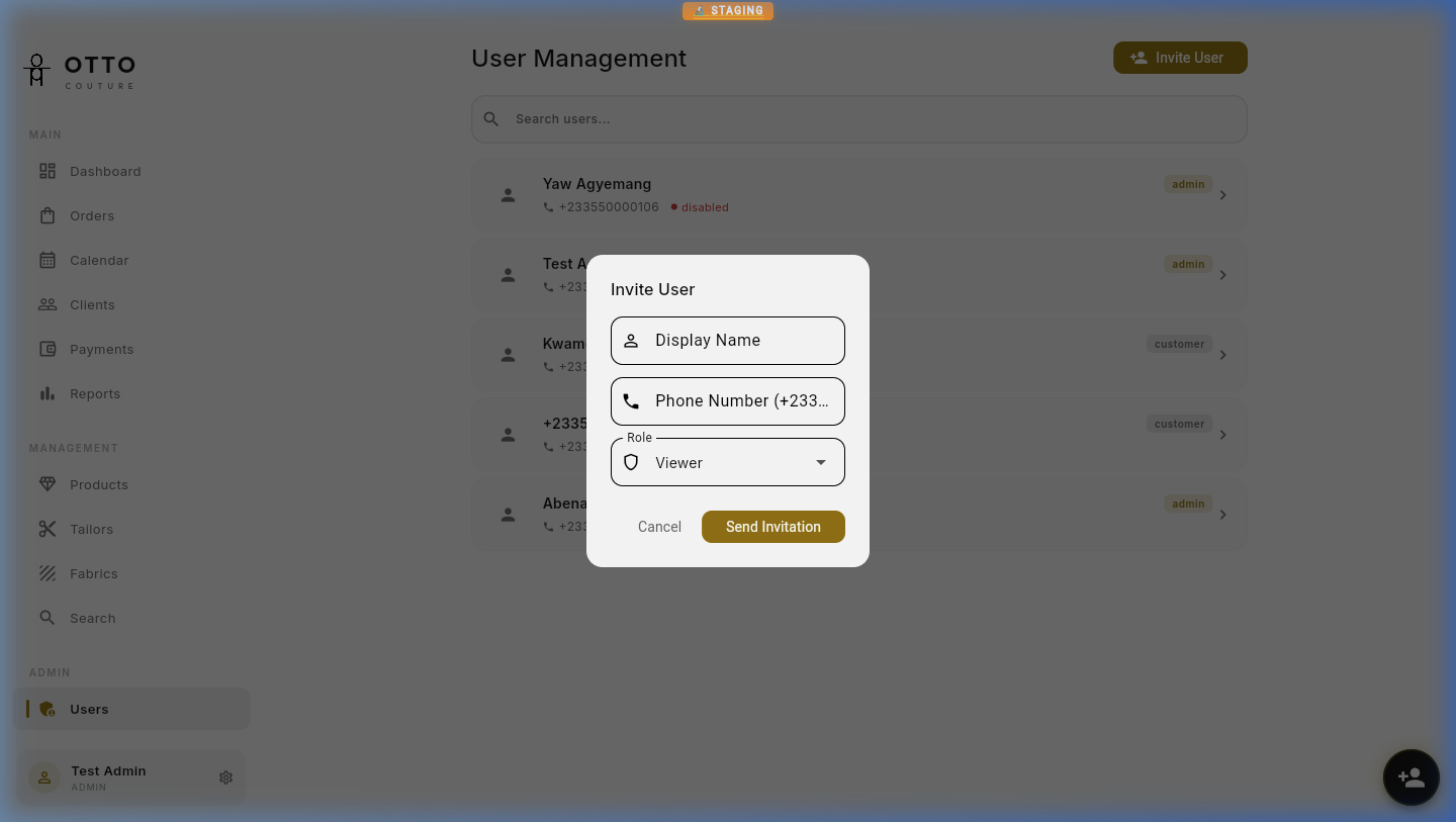 Invite user dialog